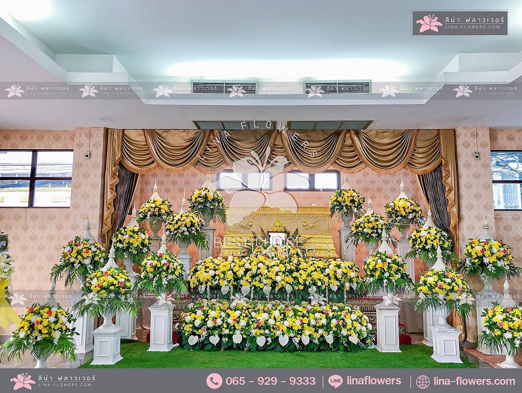 The Beautiful yellow and White Flowers at Funeral-Coffin-60