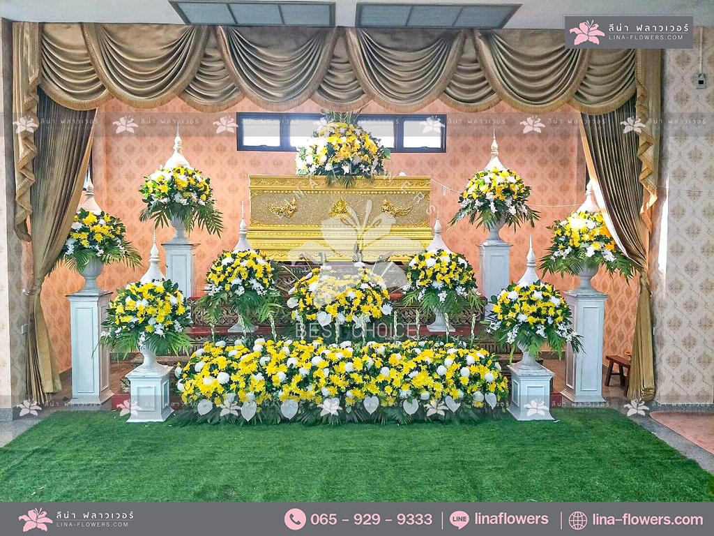The Beautiful yellow and White Flowers at Funeral-Coffin-64
